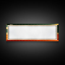 Load image into Gallery viewer, Art Deco Wall Art, Framed Canvas Print, Emerald Green and Gold Palm Tree Leaves and Sunset, Panoramic Ultrawide Art, Large Format Wall Decor