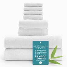 Carregar imagem no visualizador da galeria, Bamboo 8 Piece Towel Sets - White