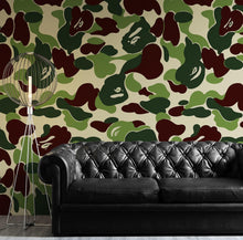 Load image into Gallery viewer, Bape Camo Wallpaper Mural. Green Camo Streetwear Hype Beast Aesthetics. #6662