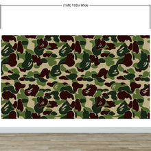 Load image into Gallery viewer, Bape Camo Wallpaper Mural. Green Camo Streetwear Hype Beast Aesthetics. #6662