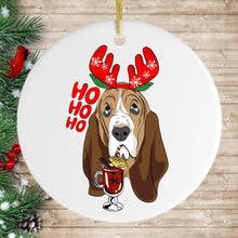 Load image into Gallery viewer, Basset Hound with Mulled Wine Christmas Ornament