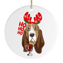 Load image into Gallery viewer, Basset Hound with Mulled Wine Christmas Ornament