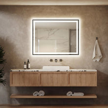 Load image into Gallery viewer, Black Aluminum Framed LED Bathroom Mirror