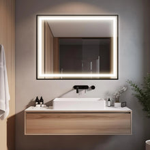 Load image into Gallery viewer, Black Aluminum Framed LED Bathroom Mirror