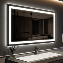 Load image into Gallery viewer, Black Aluminum Framed LED Bathroom Mirror