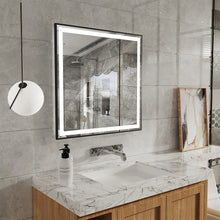 Load image into Gallery viewer, Black Aluminum Framed LED Bathroom Mirror