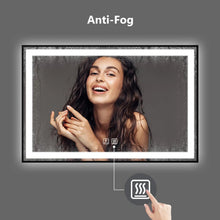 Load image into Gallery viewer, Black Aluminum Framed LED Bathroom Mirror