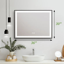 Load image into Gallery viewer, Black Aluminum Framed LED Bathroom Mirror