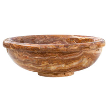 Carregar imagem no visualizador da galeria, Brown Onyx Translucent Natural Stone Drop-in or Above Vanity Vessel Sink Polished (D)16" (H)6"