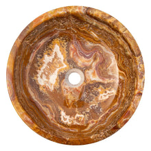Carregar imagem no visualizador da galeria, Brown Onyx Translucent Natural Stone Above Vanity Bathroom Sink Polished (D)16" (H)5"