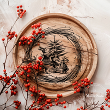 Cargar imagen en el visor de la galería, Christmas Bunny Wreath - Mesh Stencil 10x10