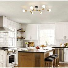 Load image into Gallery viewer, Epinl Modern Sputnik Light Fixture 6-Lights Chandelier Black and Gold Chandelier Metal Semi Flush Mount Ceiling Light for Bedroom Living Room Hallway.E26 Socket