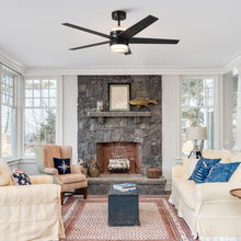 Carregar imagem no visualizador da galeria, 52" Fanelee 5 Blades Industrial Ceiling Fan with LED Lighting