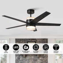 Carregar imagem no visualizador da galeria, 52" Fanelee 5 Blades Industrial Ceiling Fan with LED Lighting