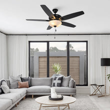 Carregar imagem no visualizador da galeria, 52" Traditional Pull Chain 5 Blades Ceiling Fan with Light