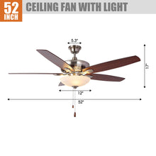 Carregar imagem no visualizador da galeria, 52" Traditional Pull Chain 5 Blades Ceiling Fan with Light
