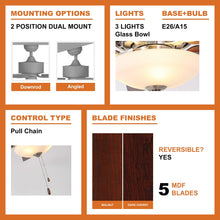Carregar imagem no visualizador da galeria, 52" Traditional Pull Chain 5 Blades Ceiling Fan with Light