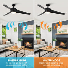 Carregar imagem no visualizador da galeria, 60" Wall Control 3 Blades Black Ceiling Fan with LED Lighting