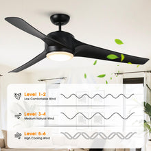 Carregar imagem no visualizador da galeria, 60" Wall Control 3 Blades Black Ceiling Fan with LED Lighting