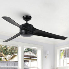 Carregar imagem no visualizador da galeria, 60" Wall Control 3 Blades Black Ceiling Fan with LED Lighting