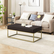 Carregar imagem no visualizador da galeria, Walnut/Gold Textured Front Panels Coffee Table with Concealed Drawers