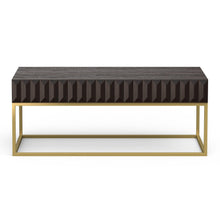 Carregar imagem no visualizador da galeria, Walnut/Gold Textured Front Panels Coffee Table with Concealed Drawers