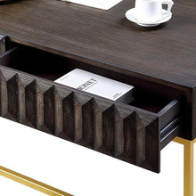 Carregar imagem no visualizador da galeria, Walnut/Gold Textured Front Panels Coffee Table with Concealed Drawers