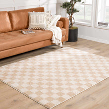 Carregar imagem no visualizador da galeria, Canika Checkered Cream Washable Area Rug