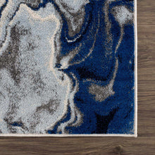 Carregar imagem no visualizador da galeria, Glendon Cream Blue Marble Rug