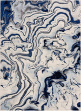 Carregar imagem no visualizador da galeria, Glendon Cream Blue Marble Rug