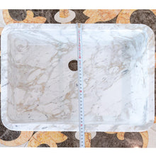 Carregar imagem no visualizador da galeria, European Sugar Marble Rectangular Farmhouse Sink Semi-Polished (W)12.5" (L)18" (H)5"