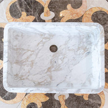 Carregar imagem no visualizador da galeria, European Sugar Marble Rectangular Farmhouse Sink Semi-Polished (W)12.5" (L)18" (H)5"