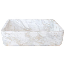 Carregar imagem no visualizador da galeria, European Sugar Marble Rectangular Farmhouse Sink Semi-Polished (W)12.5" (L)18" (H)5"