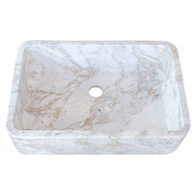 Carregar imagem no visualizador da galeria, European Sugar Marble Rectangular Farmhouse Sink Semi-Polished (W)12.5" (L)18" (H)5"