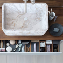 Carregar imagem no visualizador da galeria, European Sugar Marble Rectangular Farmhouse Sink Semi-Polished (W)12.5" (L)18" (H)5"