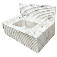 Carregar imagem no visualizador da galeria, Calacatta Viola Gold Marble Wall-mount Bathroom Sink Horizontal Fluted