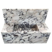 Carregar imagem no visualizador da galeria, Calacatta Viola Marble Rectangular Wall-mount Bathroom Sink with 10" Backsplash (W)16" (L)32" (H)10"