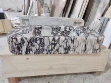 Carregar imagem no visualizador da galeria, Calacatta Viola Marble Wall-mount Bathroom Vanity Sink Ribbed Textured Front (W)18" (L)32"