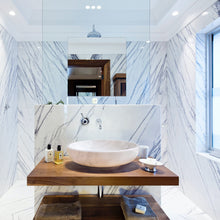 Carregar imagem no visualizador da galeria, Calacatta White Marble Vessel Above Vanity Bathroom Sink Polished (D)19" (H)6"