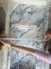 Carregar imagem no visualizador da galeria, Calacatta Viola Marble Wall-mount Bathroom Vanity carved from Solid Block (W)20" (L)52"