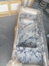 Carregar imagem no visualizador da galeria, Calacatta Viola Marble Wall-mount Bathroom Vanity carved from Solid Block (W)20" (L)52"