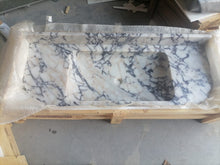 Carregar imagem no visualizador da galeria, Calacatta Viola Marble Wall-mount Bathroom Vanity carved from Solid Block (W)20" (L)52"