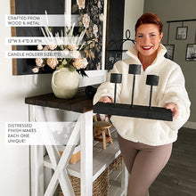 Carregar imagem no visualizador da galeria, Distressed Black Metal Candle Holder