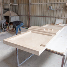 Carregar imagem no visualizador da galeria, Cappuccino Beige Marble Hand-carved Art Deco Fireplace Mantel Polished (W)70" (L)74"