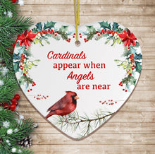 Carregar imagem no visualizador da galeria, Cardinals Appear When Angels Are Near Floral Heart Christmas Ornament