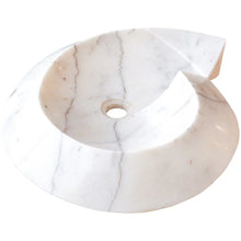 Carregar imagem no visualizador da galeria, Carrara Marble Helix Shape Stone Above Vanity Bathroom Sink Polished (W)20" (L)23" (H)4"