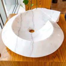 Carregar imagem no visualizador da galeria, Carrara Marble Helix Shape Stone Above Vanity Bathroom Sink Polished (W)20" (L)23" (H)4"