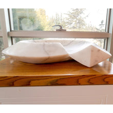 Carregar imagem no visualizador da galeria, Carrara Marble Helix Shape Stone Above Vanity Bathroom Sink Polished (W)20" (L)23" (H)4"