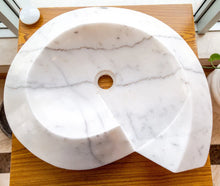 Carregar imagem no visualizador da galeria, Carrara Marble Helix Shape Stone Above Vanity Bathroom Sink Polished (W)20" (L)23" (H)4"
