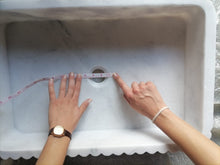 Cargar imagen en el visor de la galería, Carrara White Marble Wall-mount Bathroom Sink Ribbed Textured (W)16" (W)24" (H)6"